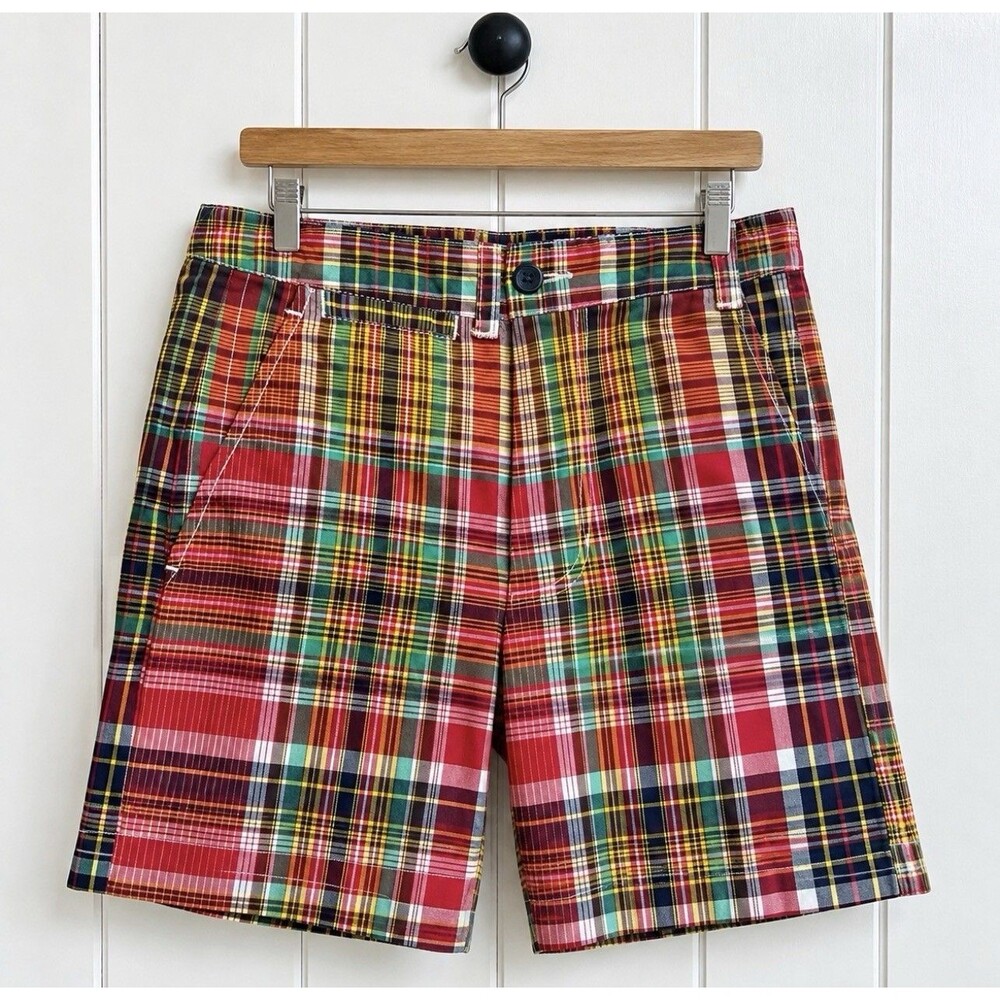 Polo Ralph Lauren Boys 20 Madras Plaid Cotton Chino Shorts Multicolor